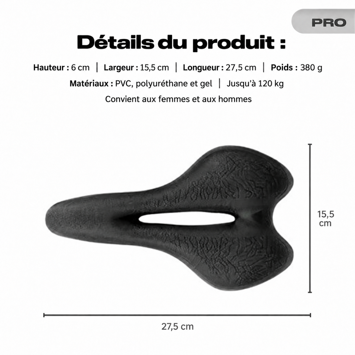Selle de vélo ergonomique ALLOMYA – Sport Pro